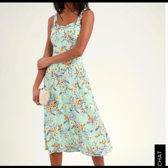Lulus Dresses & Skirts - NWOT! Sunny Meadow Sage Green Floral Print Midi